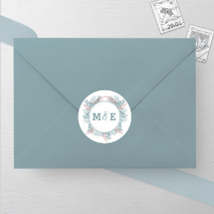 Rond Sticker de mariage hivernal des fougères à neige