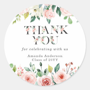 Rond Sticker de Merci de graduation florale