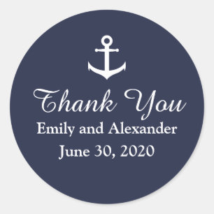 Rond Sticker de Merci Mariage nautique personnalisé