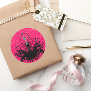 Rond Sticker de mode Diva - Raspberry Hot Bright Pink