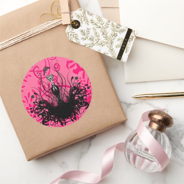 Rond Sticker de mode Diva - Raspberry Hot Bright Pink (Cadeaux)