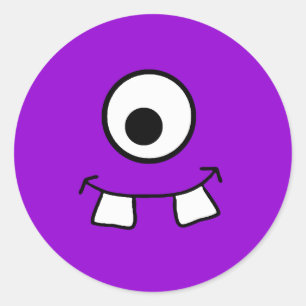 Rond Sticker de monstre violet teinté googly
