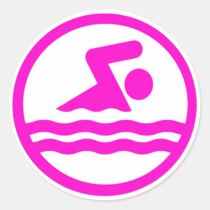 Rond Sticker de natation et plongée rose