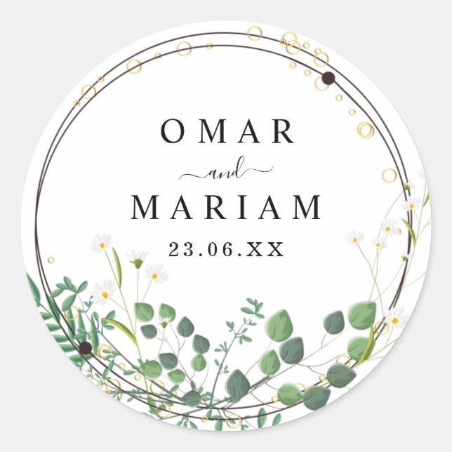 Rond Sticker de Nikkah islamique vert (Devant)