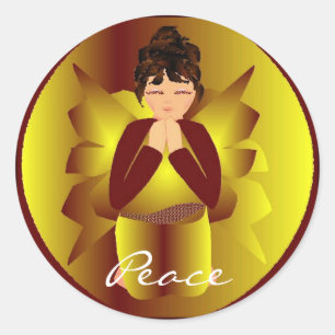 Rond Sticker de Noël Angel de Paix I - Personnalisable