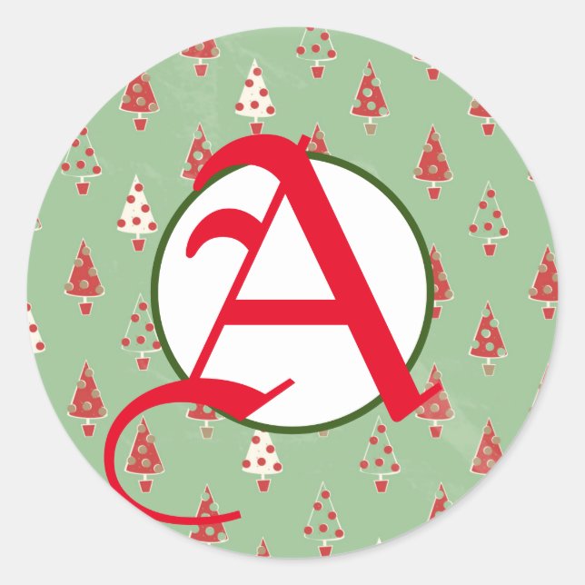 ROND STICKER DE NOËL AVEC INITIALE PERSONNALISÉE (Devant)