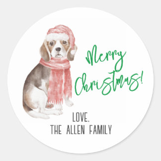 Rond Sticker de Noël beagle