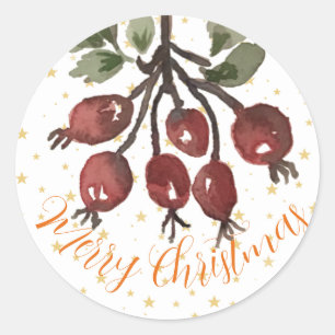 Rond Sticker de Noël Berry Joyeux