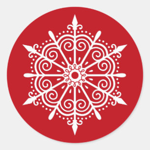 Rond Sticker de Noël blanc rouge élégant