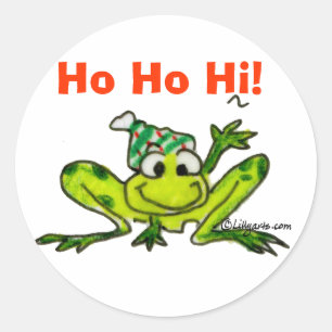 Rond Sticker de Noël de grenouille à dessin