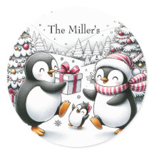 Sticker de Noël de pingouin personnalisé