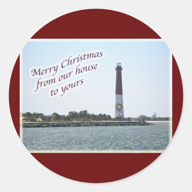 Rond Sticker de Noël du phare Barnegat (Devant)