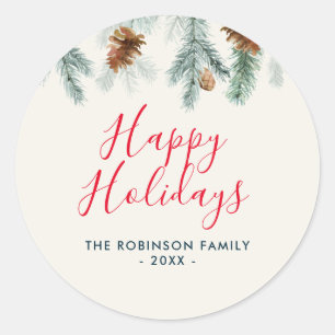 Rond sticker de Noël floral heureux vacances de Noël