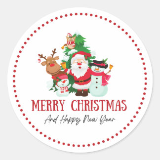 Rond Sticker de Noël Illustration Rouge et Vert