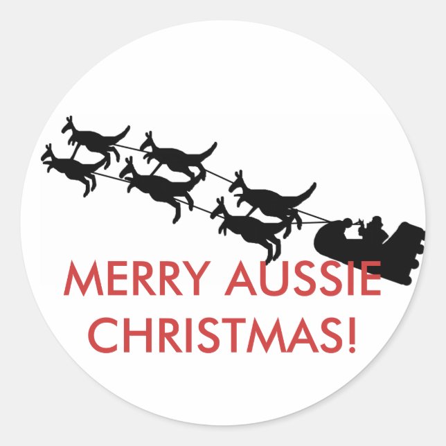 Rond Sticker de Noël Joyeux Aussie (Devant)