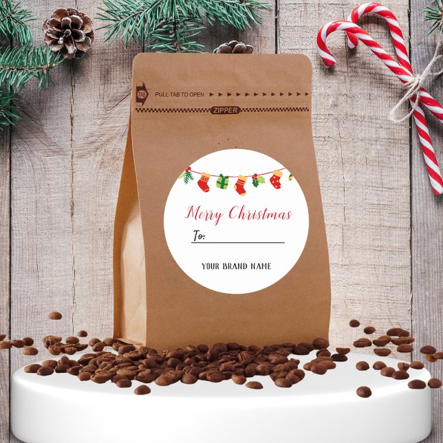 Rond Sticker de Noël Joyeux Rouge (Créateur téléchargé)