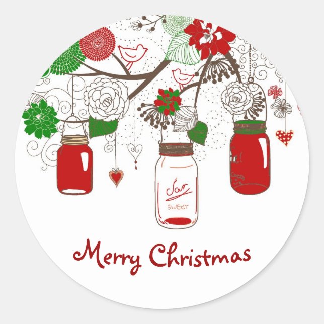 Rond Sticker de Noël Mason Jar (Devant)