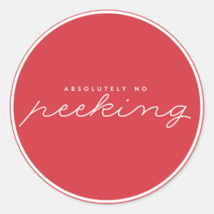 Rond Sticker de Noël Red No Peeking