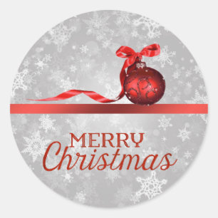 Rond Sticker de Noël Silver Snowflake