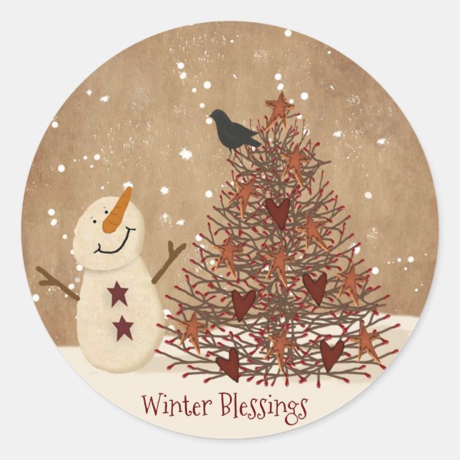 Rond Sticker de Noël Snowman (Devant)