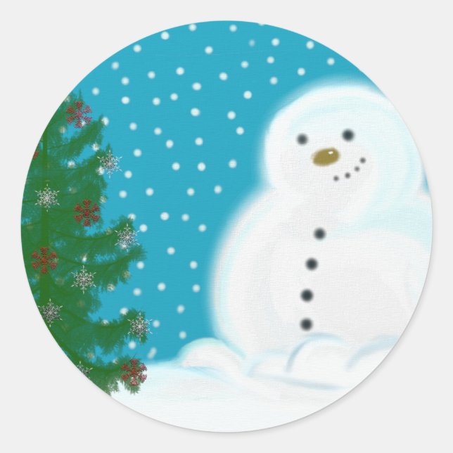 Rond Sticker de Noël Snowman (Devant)