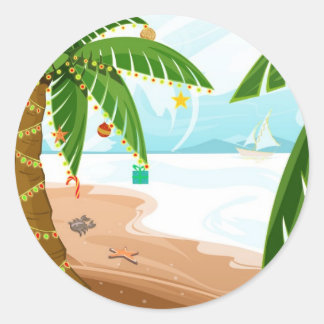 Rond Sticker de Noël tropical