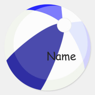 Rond Sticker de nom bleu plage