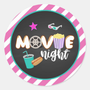 Rond Sticker de nuit de cinéma - Fille