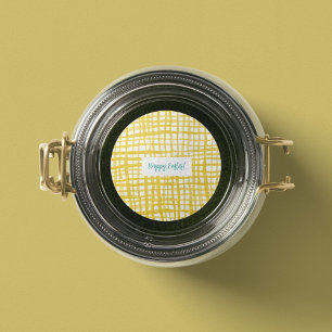 Rond Sticker de Pâques en vichy Jaune
