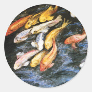 Rond Sticker de poisson Koi natation
