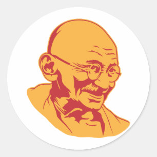 Rond Sticker de portrait Mahatma Gandhi