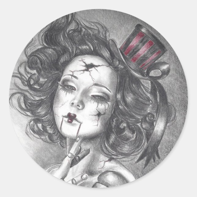 Rond Sticker de poupée carnaval Art gothique (Devant)
