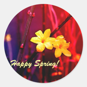 Rond Sticker de printemps heureux