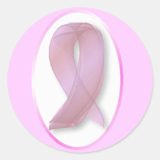 ROND STICKER DE RIBBON ROSE DU CANCER DU SEIN