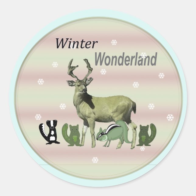 Rond Sticker de ronde de cerfs de Wonderland Winter Won (Devant)