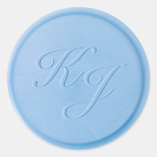 Rond Sticker de sceau de cire bleu de lin initial