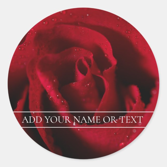 ROND STICKER DE SCEAU D'ENVELOPPE "ROSE ROUGE" (Devant)