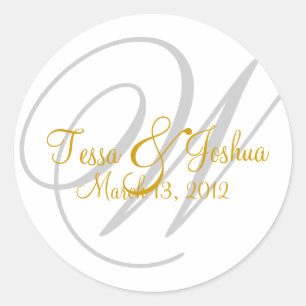 Rond Sticker de sceau initial du Mariage de monogramme 