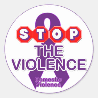 Rond Sticker de sensibilisation à la violence domestiqu