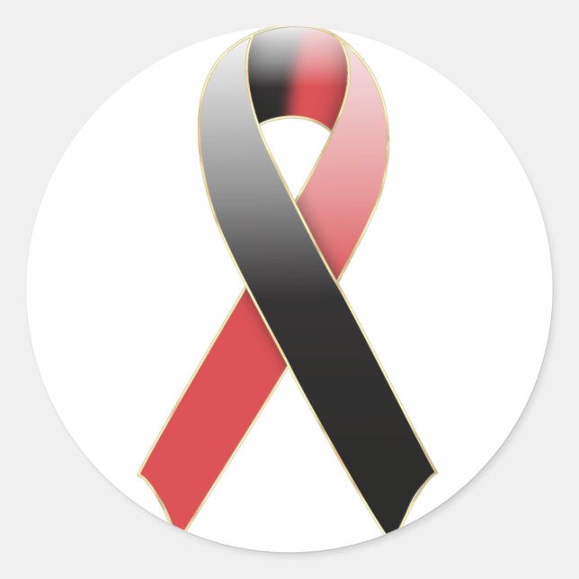 Rond Sticker de sensibilisation au ruban noir et rouge (Devant)