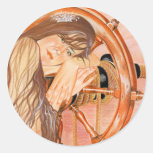 Rond Sticker de sirène perdue en mer