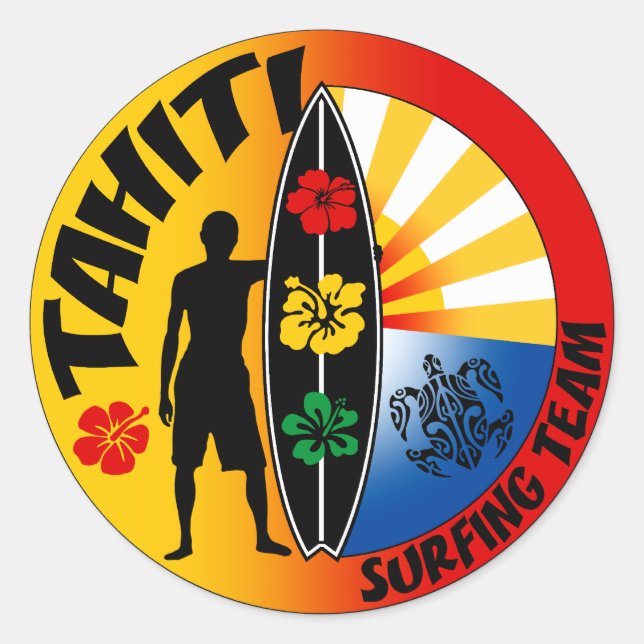 Rond Sticker de surf Tahiti (Devant)