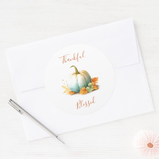 Rond Sticker de Thanksgiving pour le Citrouille de grâc (Enveloppe)
