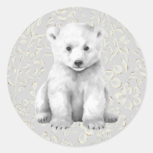 Rond Sticker de vacances florales de l'Ours polaire arc