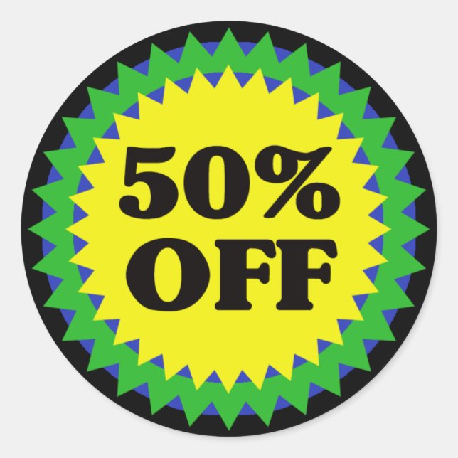 Rond Sticker DE VENTE DE DÉTAIL 50 % EN BAS (Devant)