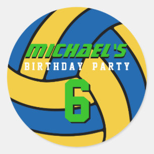Rond Sticker de volleyball bleu Sports Anniversaire de 
