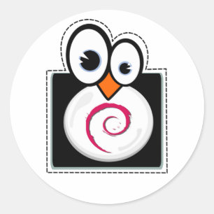 Rond Sticker Debian Linux Penguin