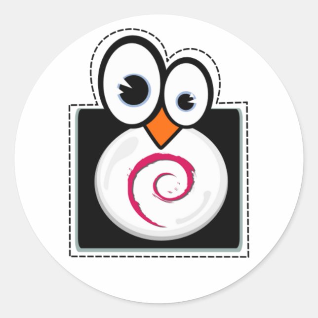 Rond Sticker Debian Linux Penguin (Devant)