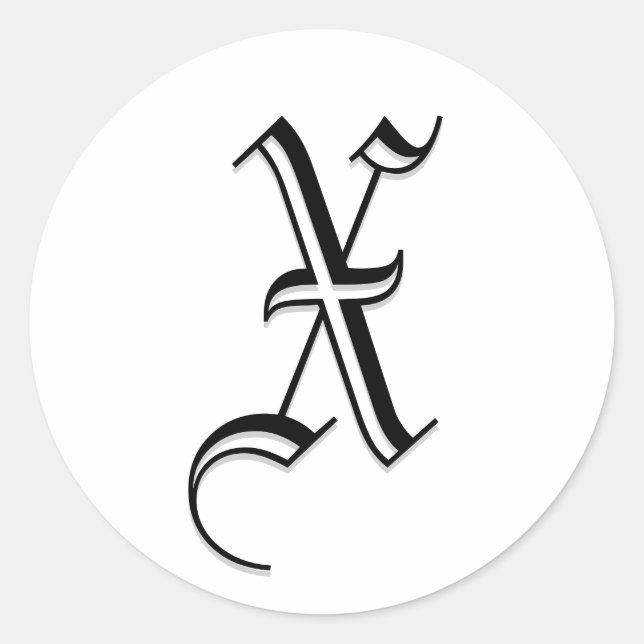 Rond Sticker d'enveloppe Mariage Monogramme "X" (Devant)