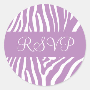 Rond Sticker d'enveloppe Zèbre Lilac et blanc RSVP